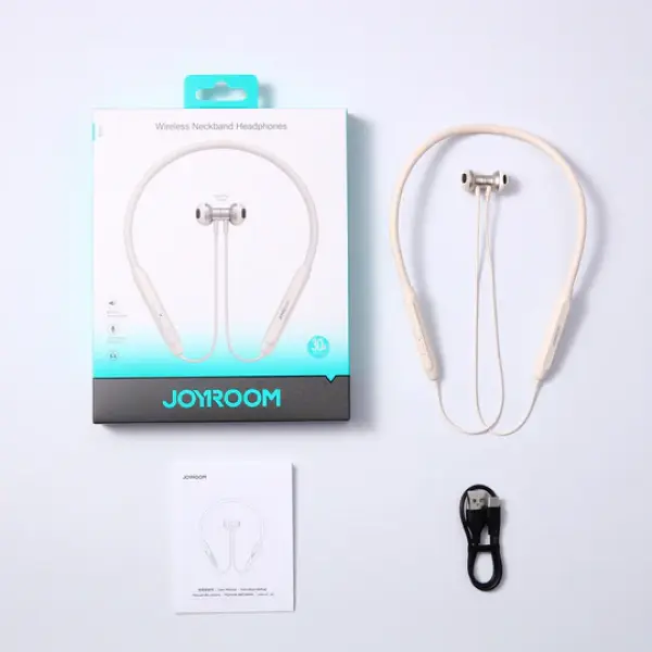 JR-D8 Wireless Neckband Headphones-Black/White