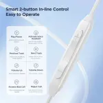 JR-EC05 TYPE-C Series Half In-Ear Wired Earphones with Mic-White