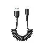 SA38-AC3/SA38-AL3 3A Coiled Fast Charging Data Cable for Car (Type-C/Lightning) 1.5m-Black